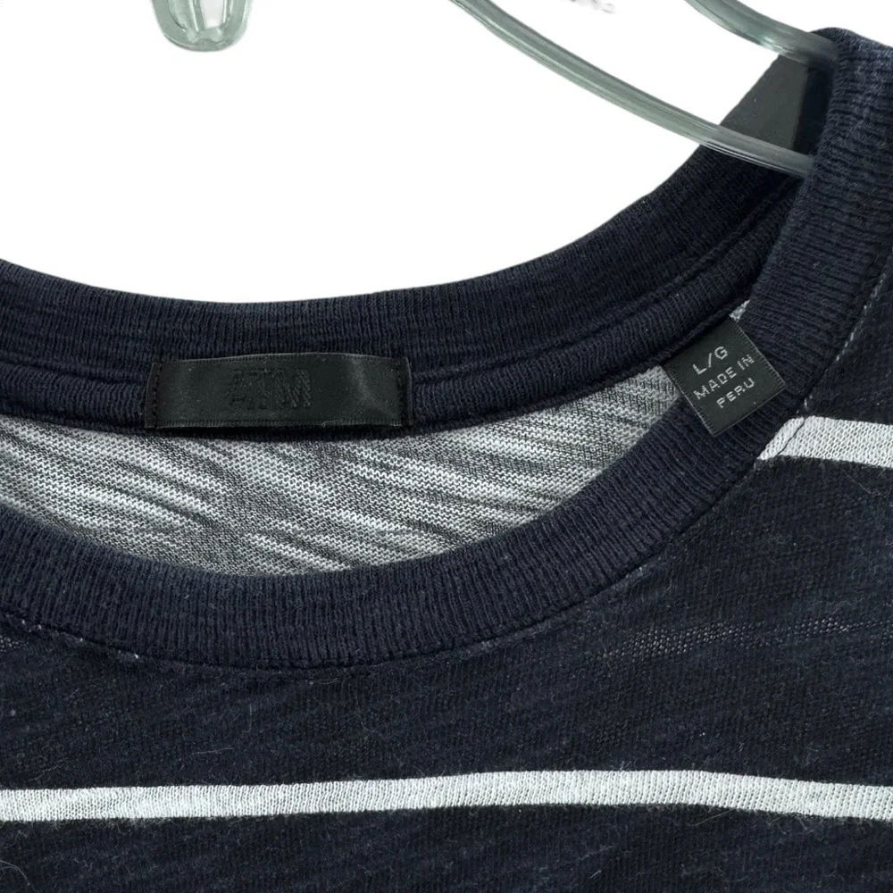 🆕💕ATM Striped School Boy T-Shirt Horizontal Stripes • NAVY & WHITE • L/G • NWOT - Picture 3 of 6